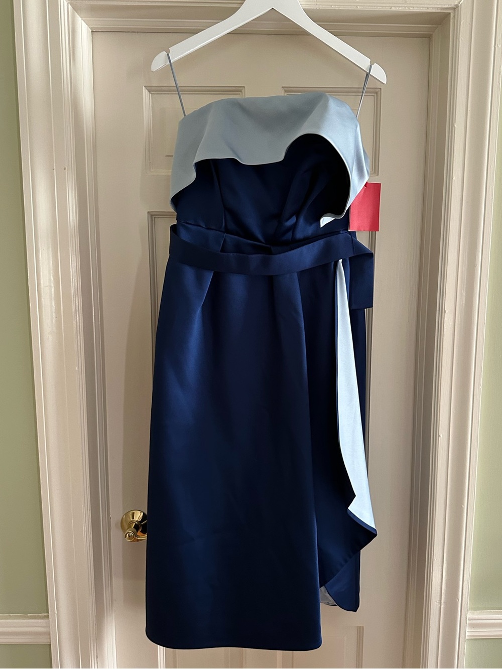 Carolina Herrera Two-tone Blue Satin Strapless Dress